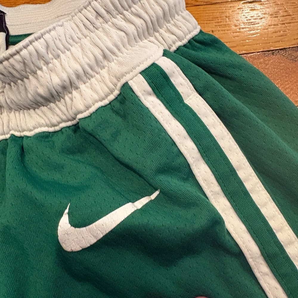 Boston Celtics Nike NBA Men’s Green Athletic Shorts with White Stripes